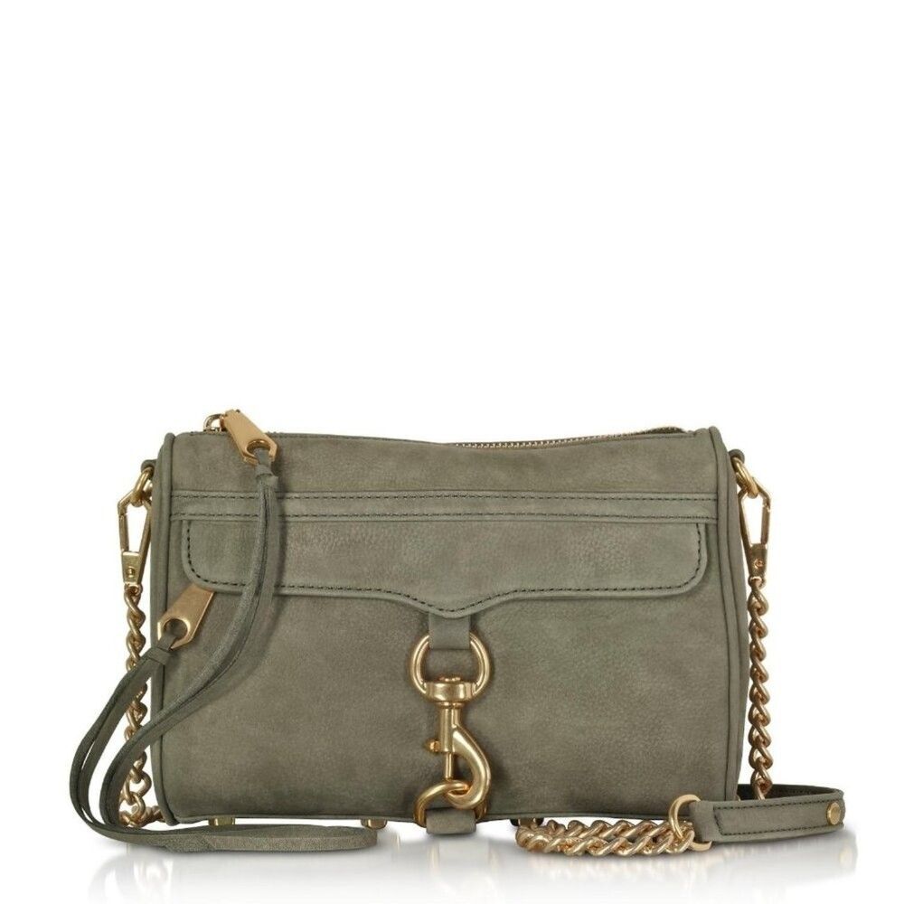 Rebecca Minkoff Mini MAC Suede Gold Tone Hardware Crossbody Bag with Chain Strap